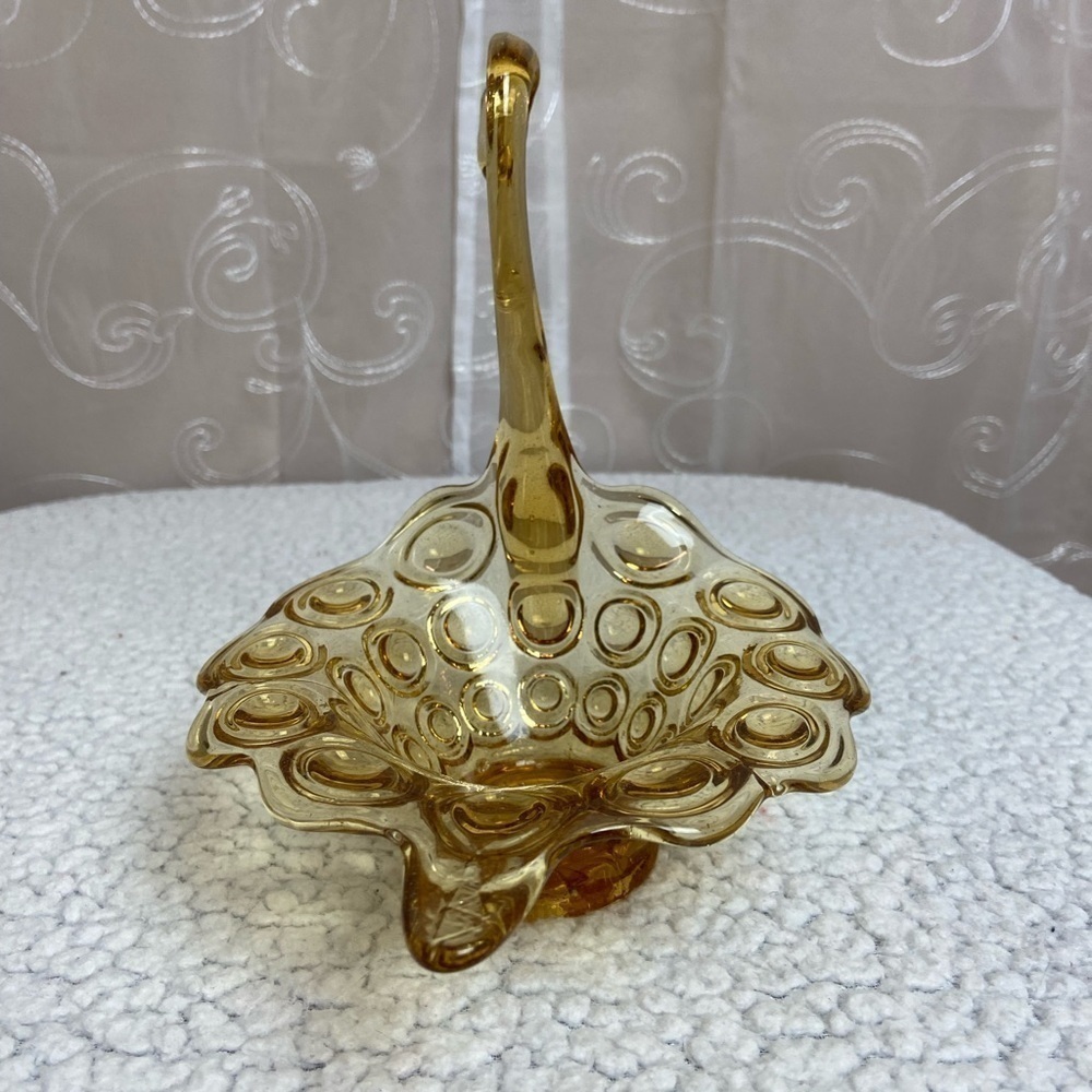 Vintage Kanawha Art Amber Glass Swan Dish - Picture 2 of 10